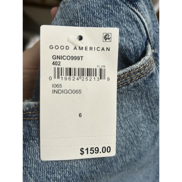 Womens Good American Size 6 (28) Good 90's Icon Jeans Distressed Indigo Blue NWT - Picture 6 of 9
